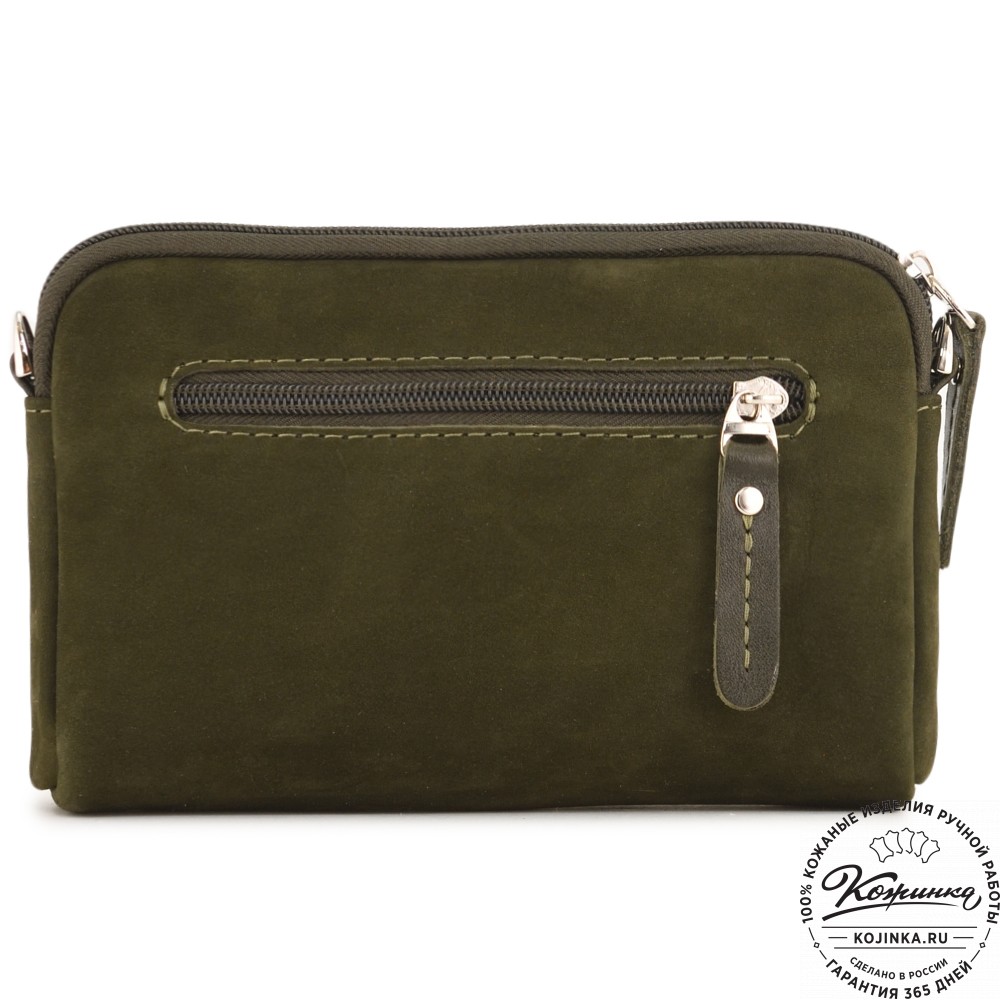  Кожаный клатч "Марта" (нубук хаки)